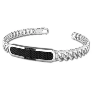 Bracciale uomo Boccadamo acciaio con targa nera ABR352C - Foto 1 di 2