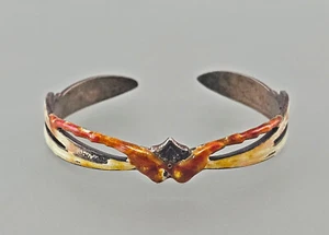 9901828-D 925 Silver Hand-Enamelled Bangle Dragonfly Art Nouveau D Approx. 5.5Cm - Picture 1 of 3