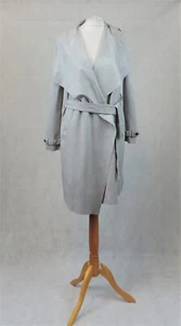 River Island Light Grey Suede Trench Coat Size 6 Uk Rrp £65 CR027 FF 07 - Picture 1 of 6
