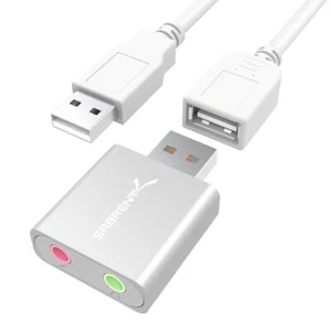 Sabrent aluminum USB external stereo sound adapter for Windows & Mac ‎AU-EMAC - Picture 1 of 2