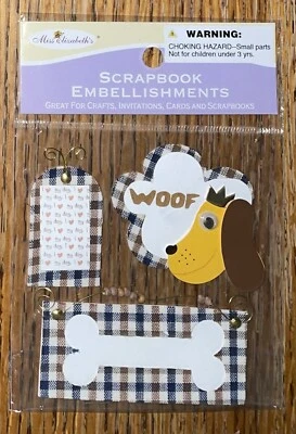 RARO RETIRADO Miss Elizabeths PERRO Etiquetas Hueso Tarjeta 3D Mascota Cachorro Álbum de Recortes Pegatinas Foto 1 de 2