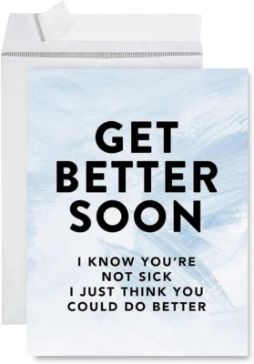 Funny Get Well Soon Jumbo Card 8.5 X 11 Inch Blank Get Better Soon Well Wishes G - Image 1 of 4
