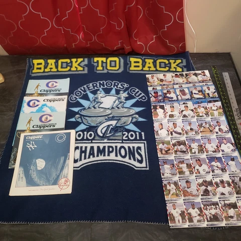 Lot Columbus Clippers Uncut Cards Sheet Vintage Programs Governors Cup Blanket Cover