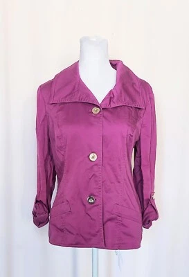 Женская куртка на пуговицах Charter Club Размер Small Cinch Талия Серебристая Фиолетовая - Изображение 1 из 4