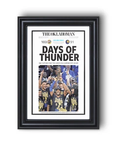 Periódico enmarcado 2025 Oklahoma City Thunders Campeones de la NBA "Days of Thunders" - Imagen 1 de 12