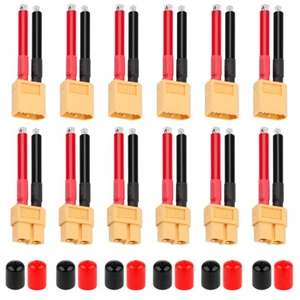 12PCS XT60 Plug Male and Female Connectors 12AWG Wire for RC Lipo Battery Drone - Picture 1 of 8