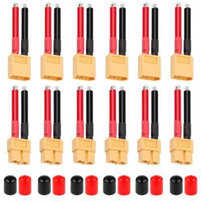 12PCS XT60 Plug Male and Female Connectors 12AWG Wire for RC Lipo Battery Drone - Image 1 of 4