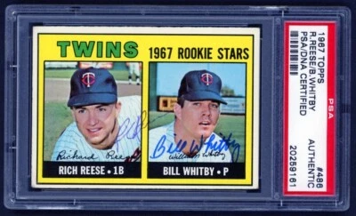 Rich Reese Bill Whitby Auto Signed 1967 Topps Minnesota Twins Card #486 RARE PSA - Image 1 of 3