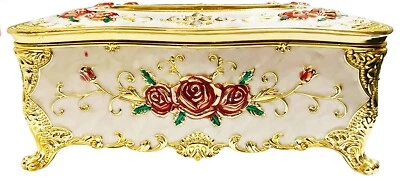 Caixa de tecido Chandler – Suporte decorativo de pérola e ouro para uso em casa ou escritório - Imagem 1 de 4