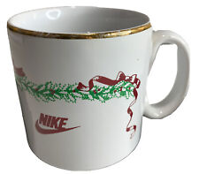 Vintage Nike Seasons Greetings White Coffee Mug Red Swoosh England 1987