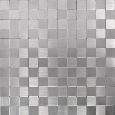 Mosaico Piastrella Autoadesivo Alluminio Argento Metallo Parete 200-22m25_F 10 - Immagine 1 di 4