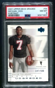 2001 UD Graded Michael Vick Portrait RC 147/500 PSA 8 NM-MT - Picture 1 of 2