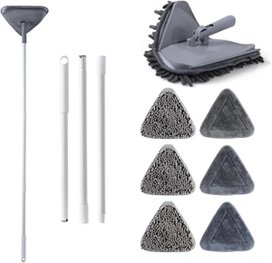 Wall Cleaner Mop with Squeegee, 3-In-1 Rotatable Triangle Cleaning Mop with 6 Re - Picture 1 of 12