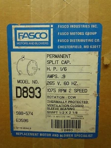 Fasco blower motor Model #D893 ( New) - Picture 1 of 3