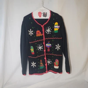 Cherokee Button-Front Collared christmas Print Fleece Jacket , S/M #17730 - Picture 1 of 14