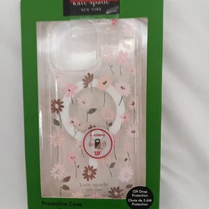 Kate Spade iPhone Case 15 Pro Max MagSafe Clear Pink Brown Flowers Floral - Picture 1 of 7