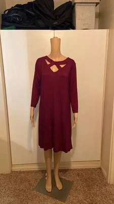 Vestido marrom feminino Signature Studio tamanho XL com recorte manga longa - Imagem 1 de 4