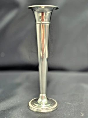 Труба-ваза Preisner из чистого серебра 7 дюймов с утяжеленным основанием в виде цветочных бутонов - Изображение 1 из 4