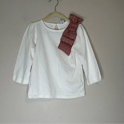 Camiseta Janie and Jack Niña Lazo Grande Roja y Blanca Manga Larga Talla 6 Foto 1 de 4