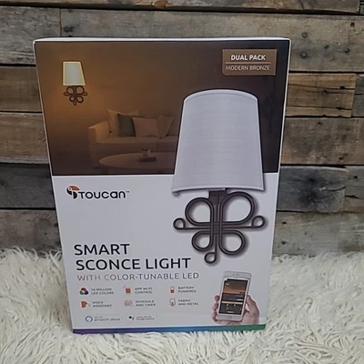 Toucan Smart Sconce LED Light Dual Pack WIFI Alexa Battery Operated NIB SEALED - Image 1 of 4
