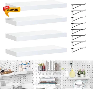 Pegboard Scaffali Confezione da 4 Staffe per Mensole Pegboard con Ganci per Pegboard in Metallo - Foto 1 di 12