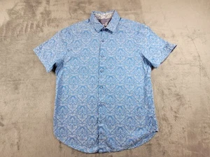 Robert Graham Button Shirt Men’s L Blue Floral Hawaiian Classic Fit Flip Cuff - Picture 1 of 11
