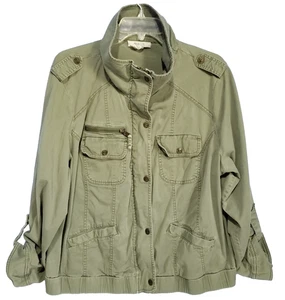Womens Military Field Utility Jacket Sz 18W Olive Military Green Cargo Pockets - Picture 1 of 10