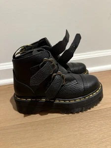 Dr. Martens Mujer Devon Flor Hebilla Cuero Plataforma Botas Negras Talla 5 W Nuevas - Imagen 1 de 5