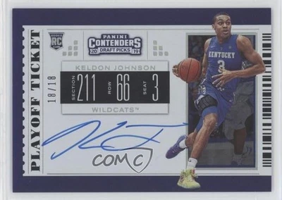 2019 Contenders Draft Picks Playoff Ticket /18 Keldon Johnson #63 Rookie Auto RC - Image 1 of 2