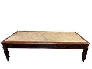 Antico grande tavolo  riunioni inglese  mogano piano pelle mogano Londra XIX sec - Picture 1 of 9