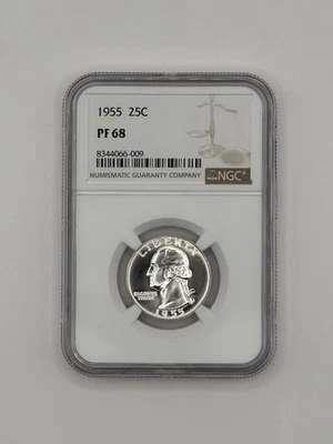 1955 Proof Silver Washington Quarter NGC PF68 - Image 1 of 2