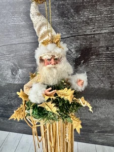 Vintage Mark Roberts Santa Fringe Tassel Collectible Ornament Gold Christmas - Picture 1 of 6
