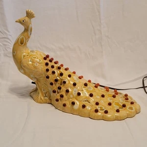 Vintage beleuchteter Keramik Pfau 15" lang und 10,5" hoch ~ funktioniert - Bild 1 von 8