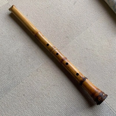 Instrumento japonés Shakuhachi flauta vertical de bambú de 24 pulgadas con letrero Foto 1 de 4