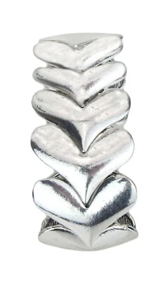 Ella Jonte Armband silber Herzen elastisch breiter Trend Herz Armreif Geschenk - Bild 1 von 3