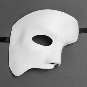 Phantom der Oper Maske für Männer Maskerade klassische halbe Phantommaske - weiß - Bild 1 von 4