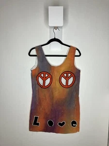 Vestido de verano hecho a mano Dye Peace Love 5-6 años - Imagen 1 de 16