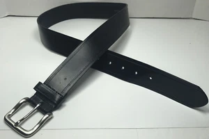Leather Black NEW Uniform Belt 1.5” Men’s 34 Silver Buckle Single Prong Casual - Picture 1 of 5