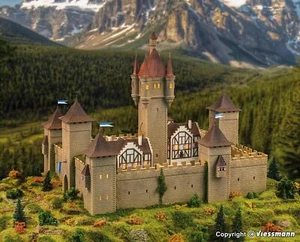 Vollmer Kit 49910 Oo (1:76) / Ho (1:87) Médiévale Château Avec LED Éclairage - Foto 1 di 3