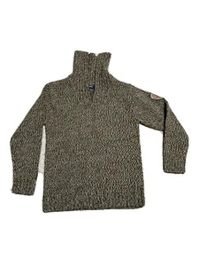 Okaidi Long Sleeve Children Sweater Size 10a 138 Taupe Cream Chunky Knit Zip - Picture 1 of 10