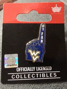 WVU Mountaineers #1 Fan Finger Pin NCAA Hat/ Lapel Collector Pin - Picture 1 of 3