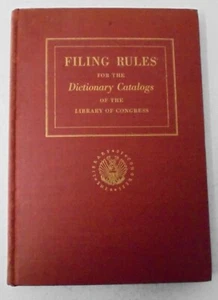 Filing Rules For Dictionary Catalogs of the Library of Congress 1956 (114-2) - Imagen 1 de 5