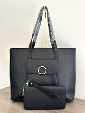 Women Handbag Large Tote With Wallet Zip Around Purse Wristlet 2 pc
