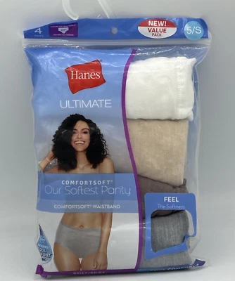 Hanes Ultimate Comfort Calzoncillos Suaves 4 Pares Mujer 5/S Gris Tostado Rayón-Poliéster NUEVO Foto 1 de 4