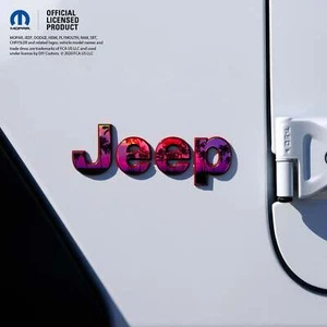Holographic Jeep Emblem Overlay Decals - Pink Sunset - Picture 1 of 7