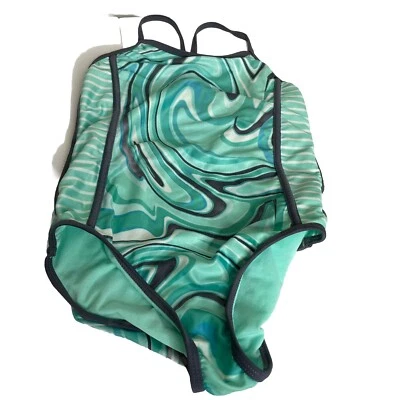 Wonder Nation Girl's One Piece Swimsuit Swirl Green Size 7/8 - Image 1 of 3