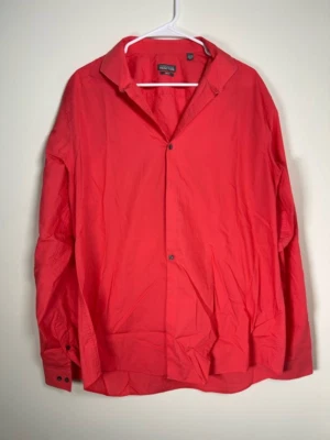 Camisa Kenneth Cole Reaction Calce Ajustado Abotonada Para Hombre Talla 17.5 36-37 Roja Foto 1 de 4