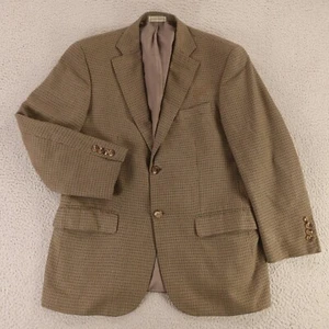 Houndstooth Jacket S Brown Gun Check Viscose Blazer Sport Coat 38S - Picture 1 of 15
