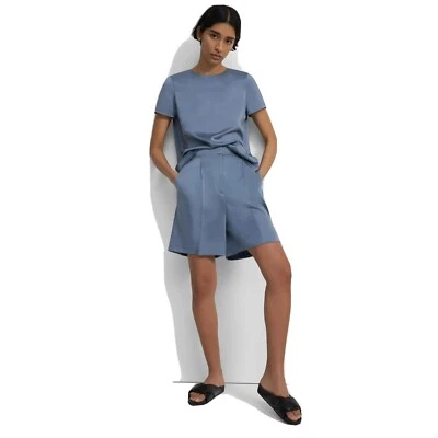 Nuevo sin etiquetas talla 2 - Pantalones cortos plisados Theory en mancha 100% SEDA Foto 1 de 4