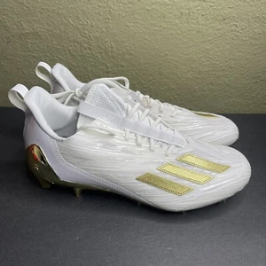 New Adidas Adizero 12.0 Football Cleats Men’s Size 10 White Metallic Gold GX5122 - Picture 1 of 9